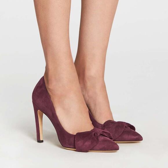 IRO Escaknot Pumps Shoes Purple Suede Bow Pointed Toe High Heel US 7, EU 38 NEW - Picture 1 of 6